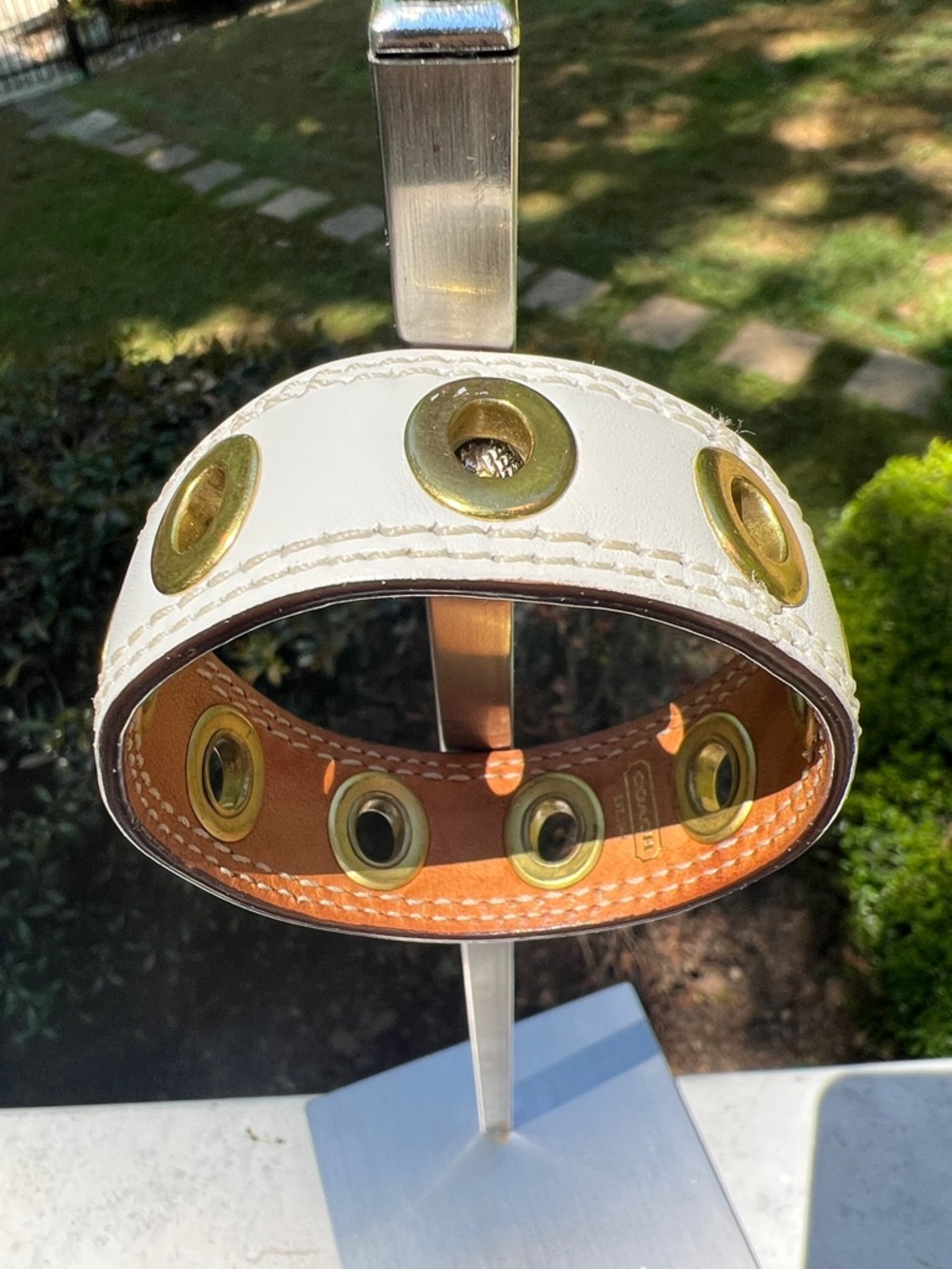 Coach Vintage Y2K Two-Tone Leather Grommet  Cuff with Gold Eyelets GUC